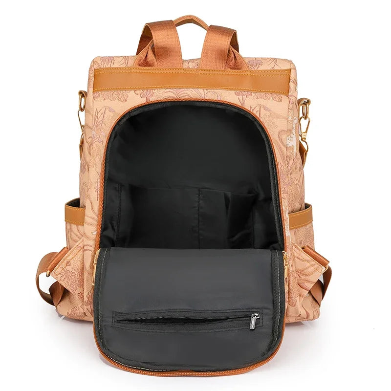 Stylish Color Blocking PU Leather Backpack | Anti-Theft Travel Bag