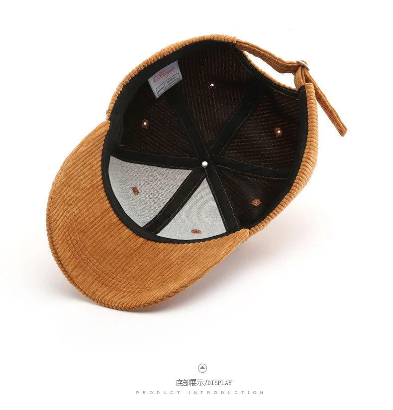 Corduroy Baseball Cap | Adjustable Unisex Sport Sunhat for All Seasons