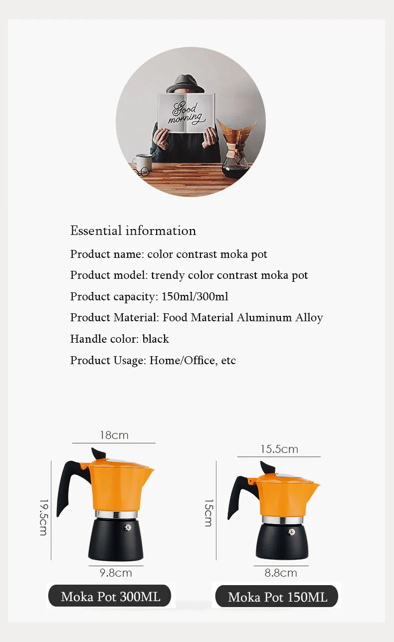 Colourful Moka Pot Set | Classic Espresso Maker for Outdoor Use