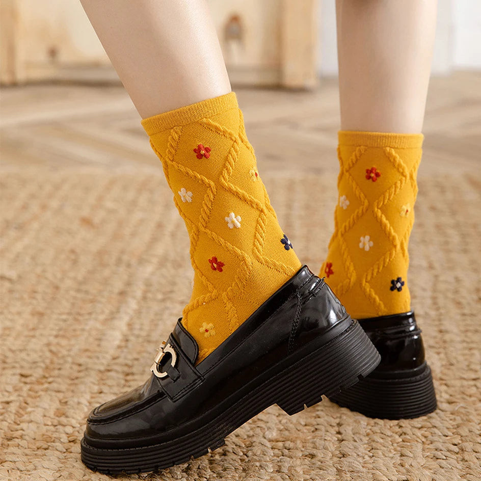 Women's Mid-Calf Floral Socks | Stylish Comfort for Every Occasion
