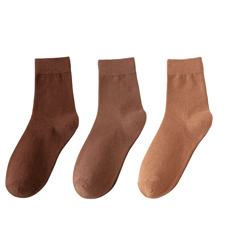 Calcetines de algodón de color liso para mujer | Comodidad suave y transpirable