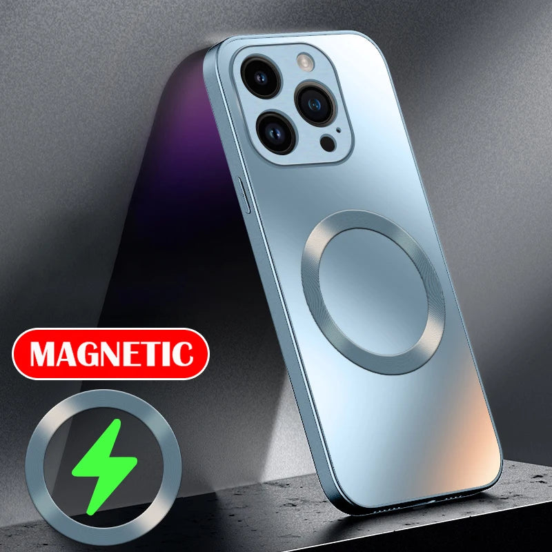 AG Matte Silicone Hard Case For Magsafe iPhone 17 Air 16 16E 15 14 13 12 11 Pro X XS Max Mini Plus Frosted Phone Magnetic Cover