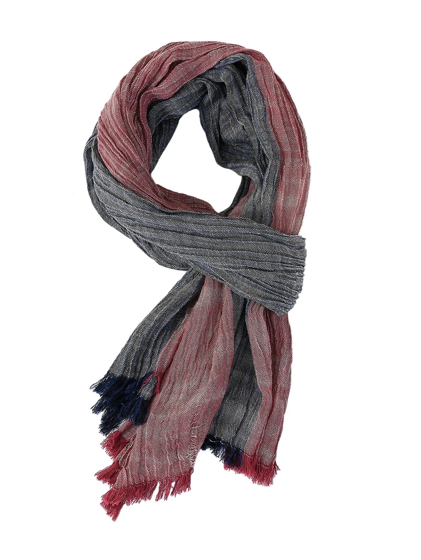 Fashionable Men's Cotton Linen Scarf | Warm Striped Neckerchief
