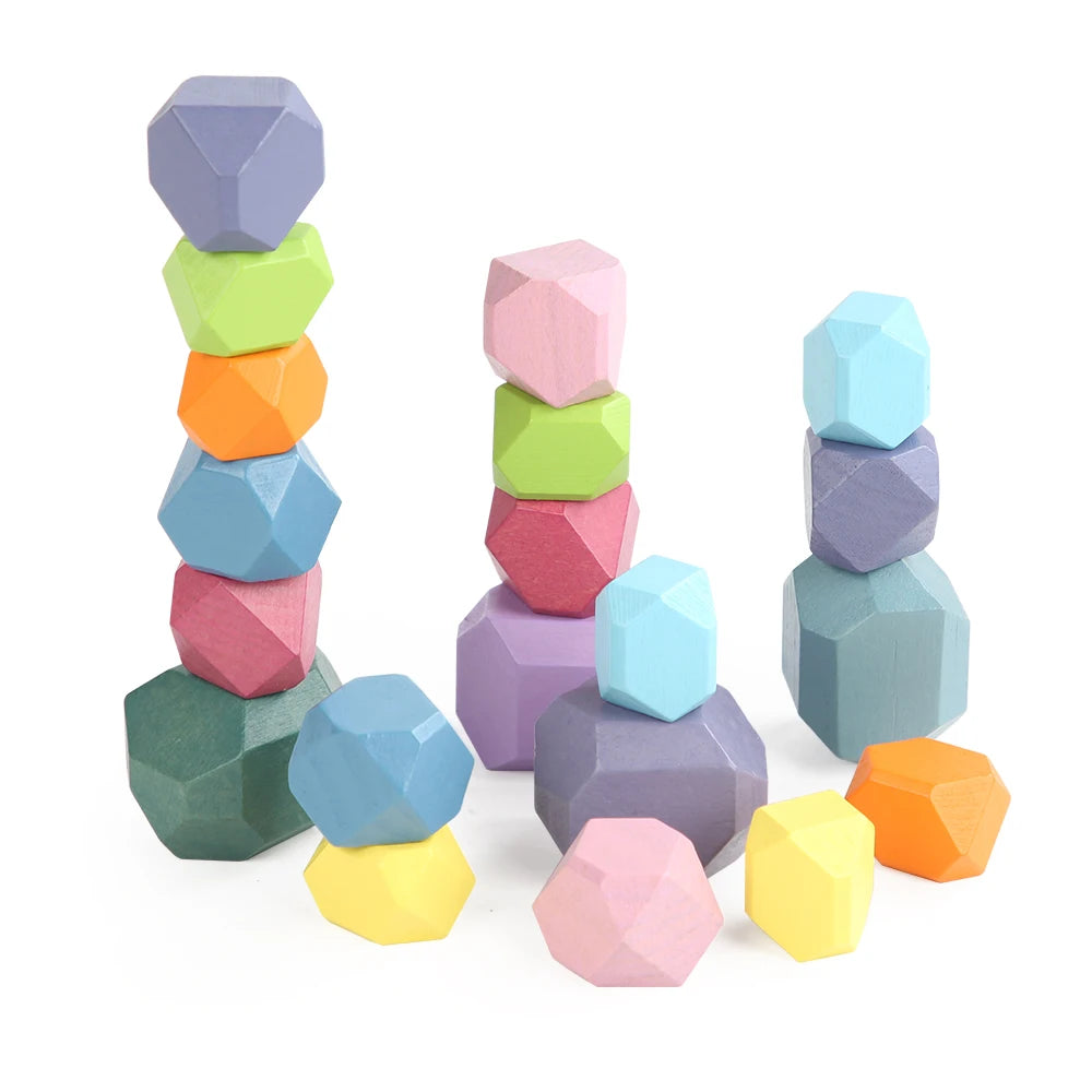 Wooden Sorting Stacking Rocks for Kids | Montessori Learning Toy
