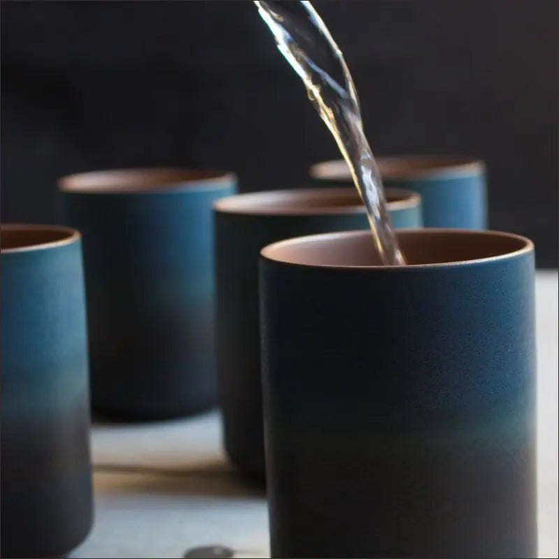 Tazas de café japonesas de gres con gradiente grande | Vajilla elegante