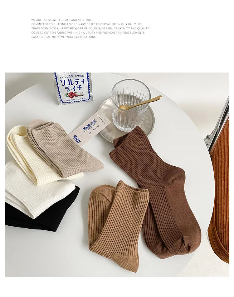 6 Pairs Women's Winter Cotton Socks | Cozy & Stylish Warmth