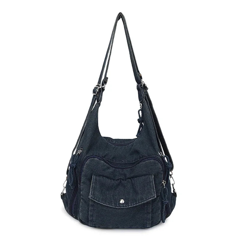 Trendy Solid Color Denim Shoulder Bag | Versatile Women's Crossbody