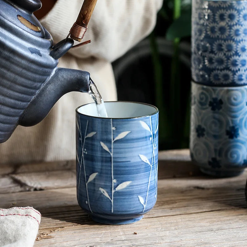 Taza de té japonesa pintada a mano | Taza de cerámica vintage