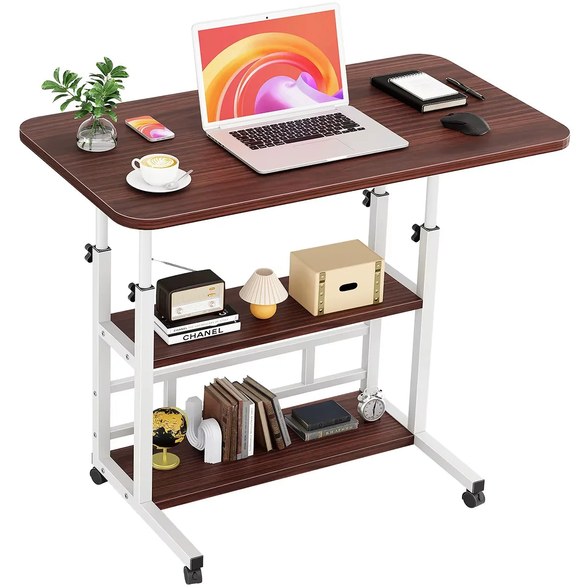 Portable Adjustable Laptop Desk with Wheels for Home Office Use
