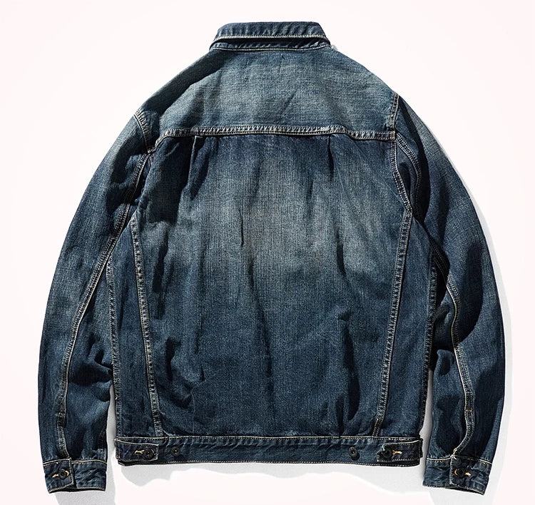 Men's Retro Patchwork Denim Jacket | Casual Heavyweight Outerwear