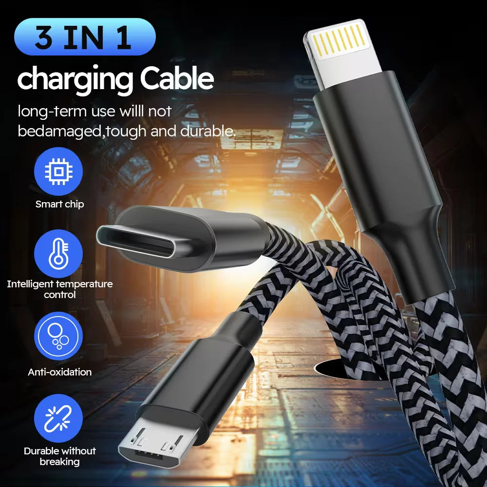 2PCS Fast Charging Multi-Port Type-C Cable | Versatile Charging Solution
