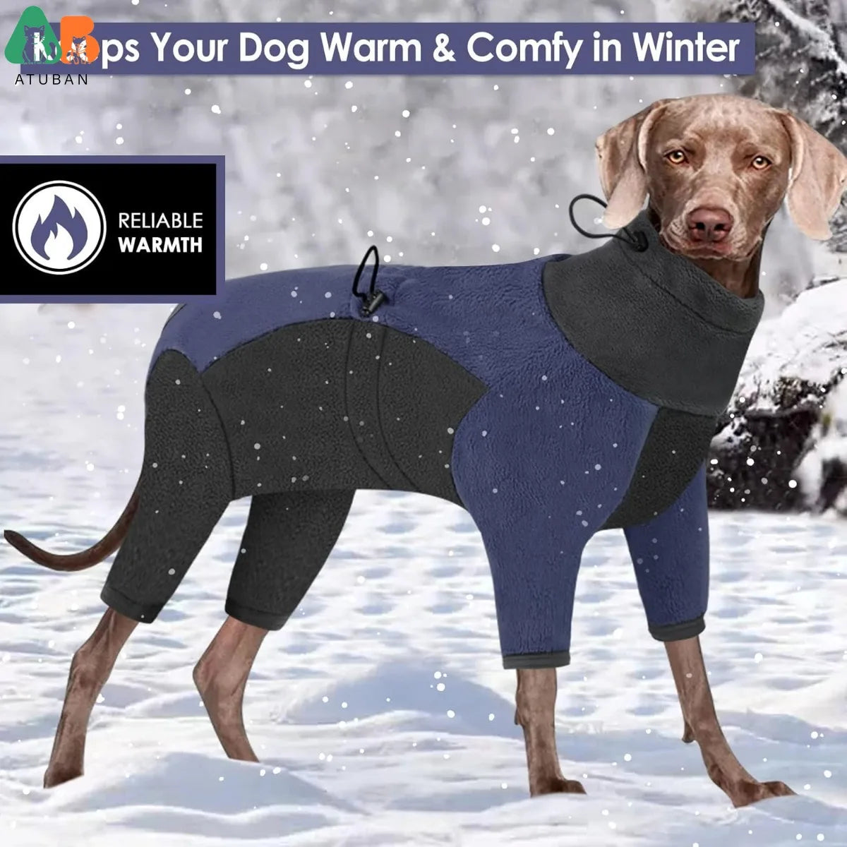 Dog Winter Coat | Warm Pullover Fleece Pajamas for Cold Weather