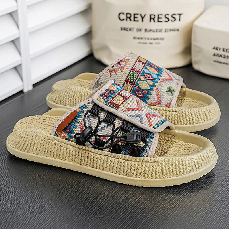 Men's European and American Style Outdoor Slippers, Thick-soled Fashionable Flip Flops for Beach and Leisure