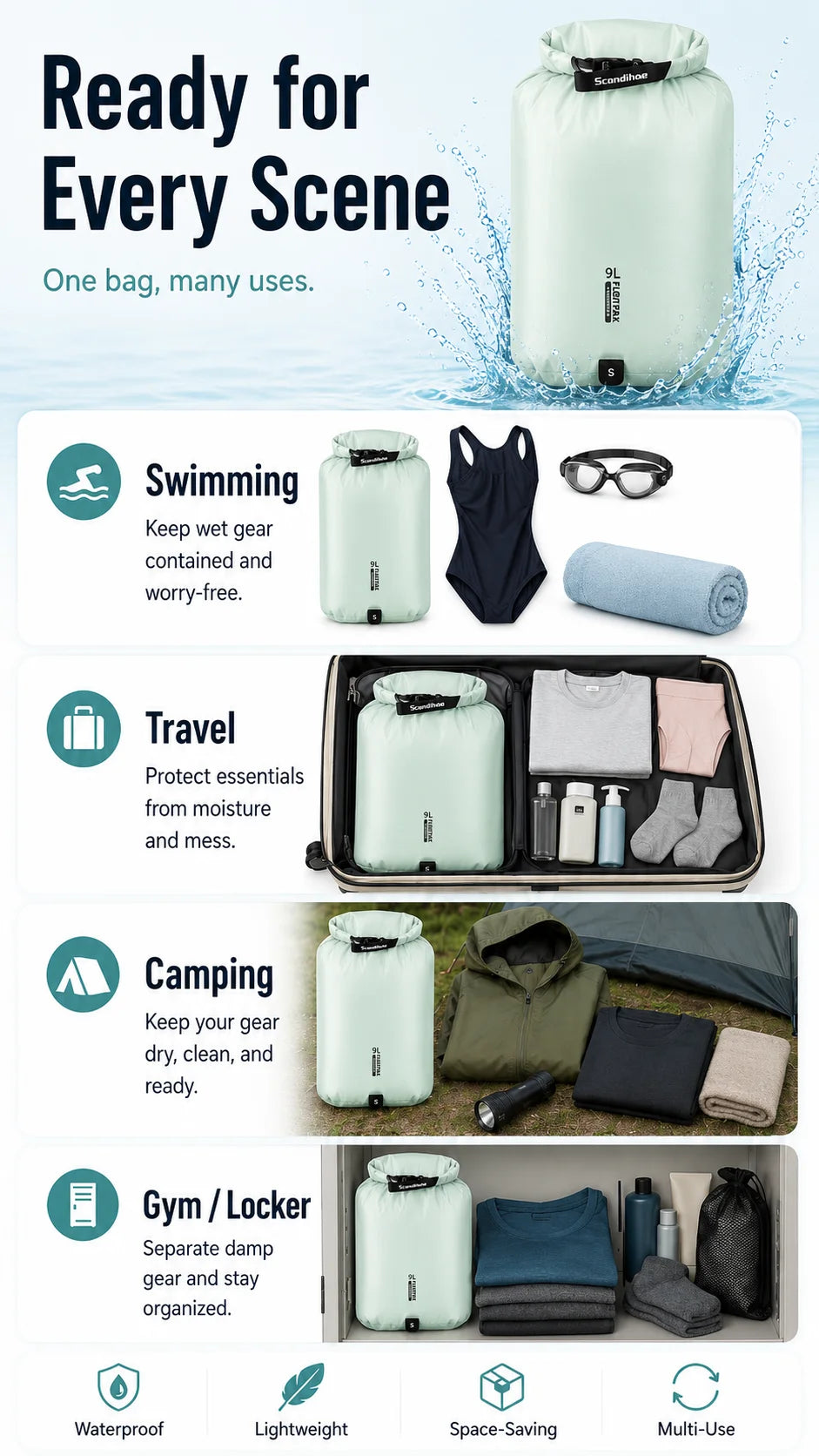 Lightweight Waterproof Dry Bag | Ultralight Travel Packing Organizer