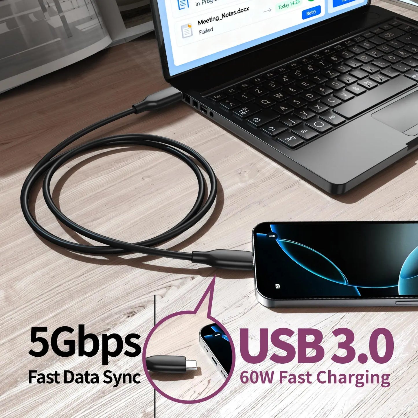 60W USB C Charging Cable | Fast Data Transfer & Quick Charge