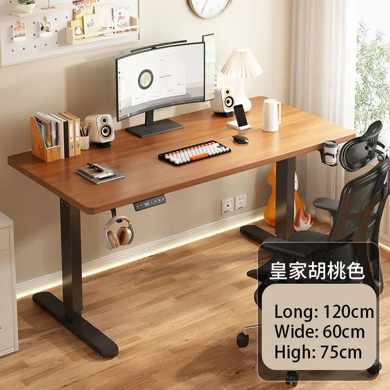 Electric Height Adjustable Solid Wood Computer Desk for Home & Office
