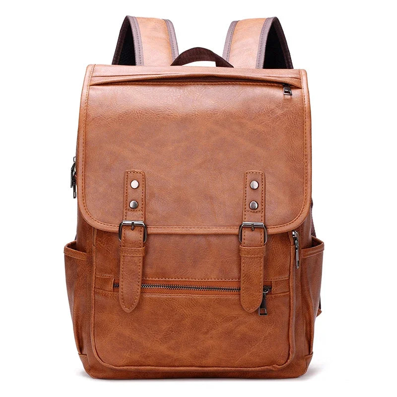Large Capacity Vintage Men's Backpack | Stylish PU Leather Bag