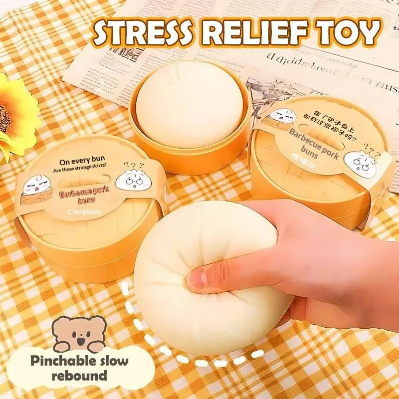 Steamed Stuff Bun Anti-Stress Ball Fidgets Toy Dumpling Squishies Soft Slowing Rebound Foam Toy Ultra-Soft Decompression