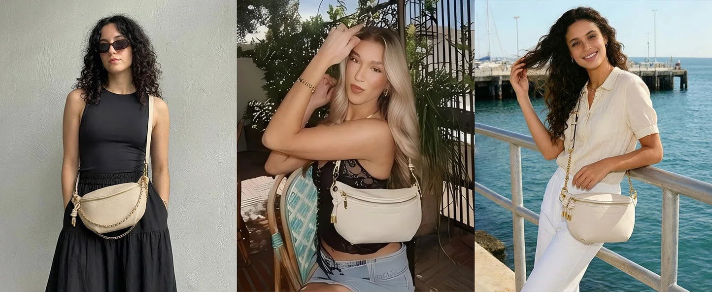 Stylish Women's Genuine Leather Waist Pack | Trendy Belt Bag