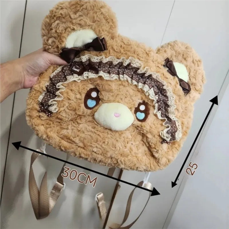 Cute Big Face Bear Plush Backpack | Spacious Women's Bag
