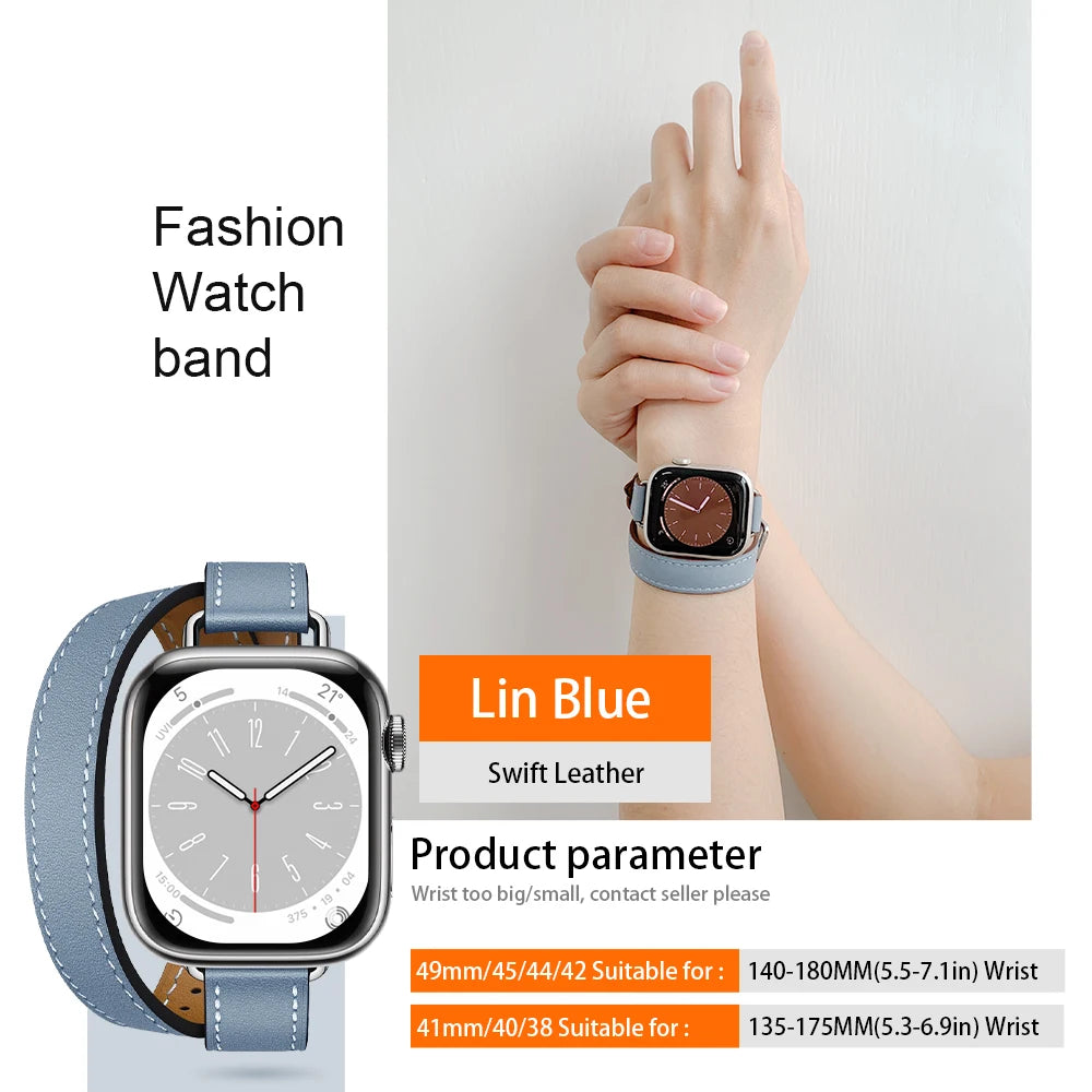Stylish Double Tour Leather Watch Band for Women | 42mm & 41mm