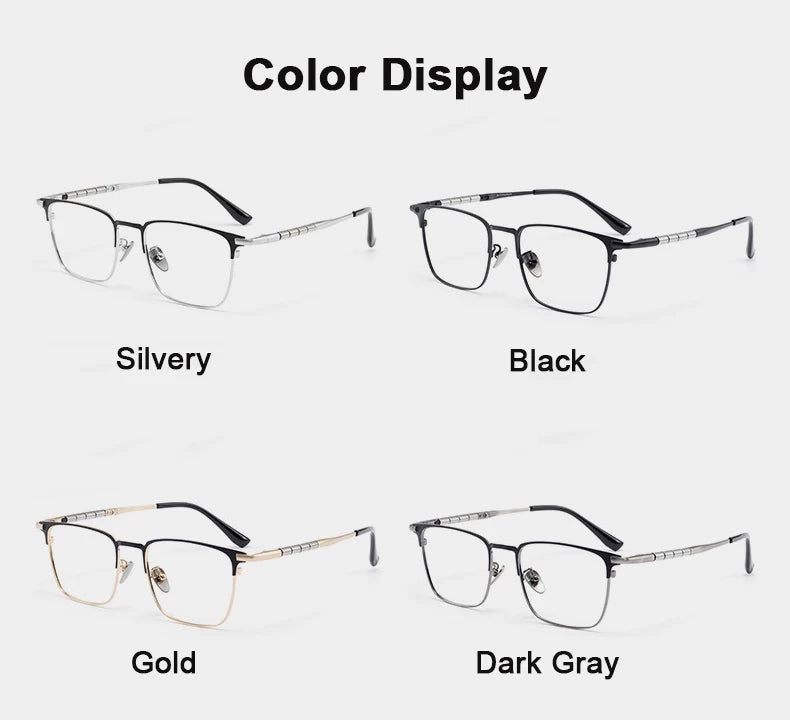 Men's Pure Titanium Square Eyeglasses | Stylish Business Eyewear
