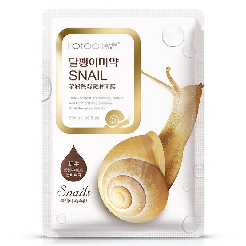 10pcs Snail Moisturizing Face Masks | Deep Hydration & Oil Control
