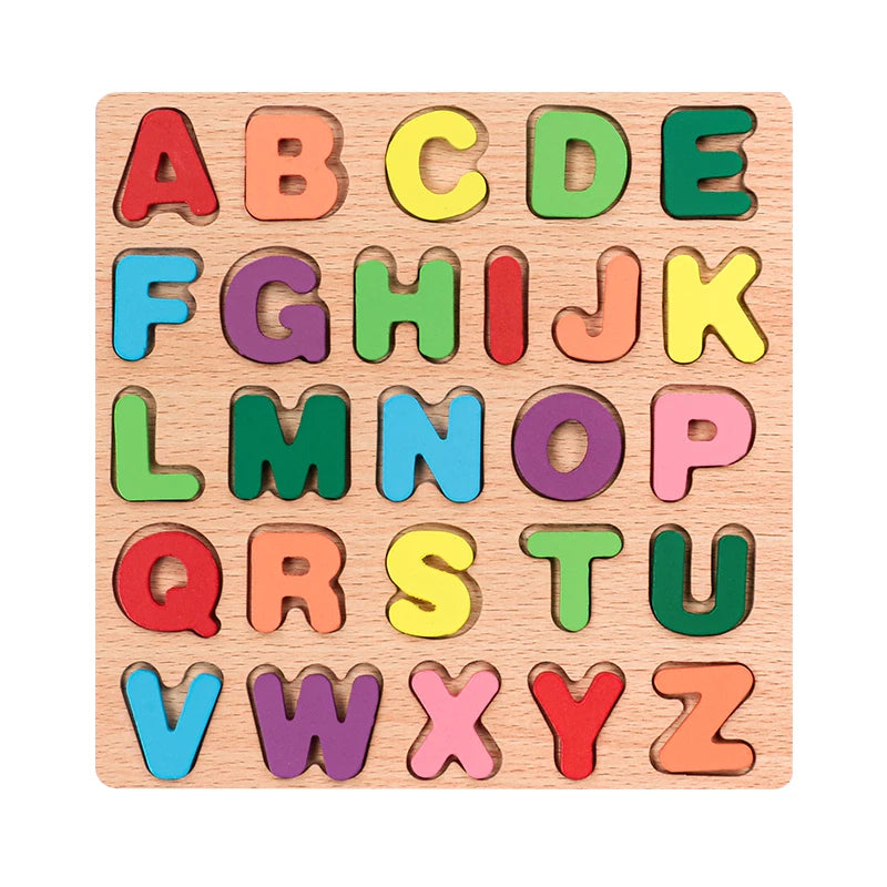 Kids Educational Geometric Shapes & Alphabet Wooden Puzzle