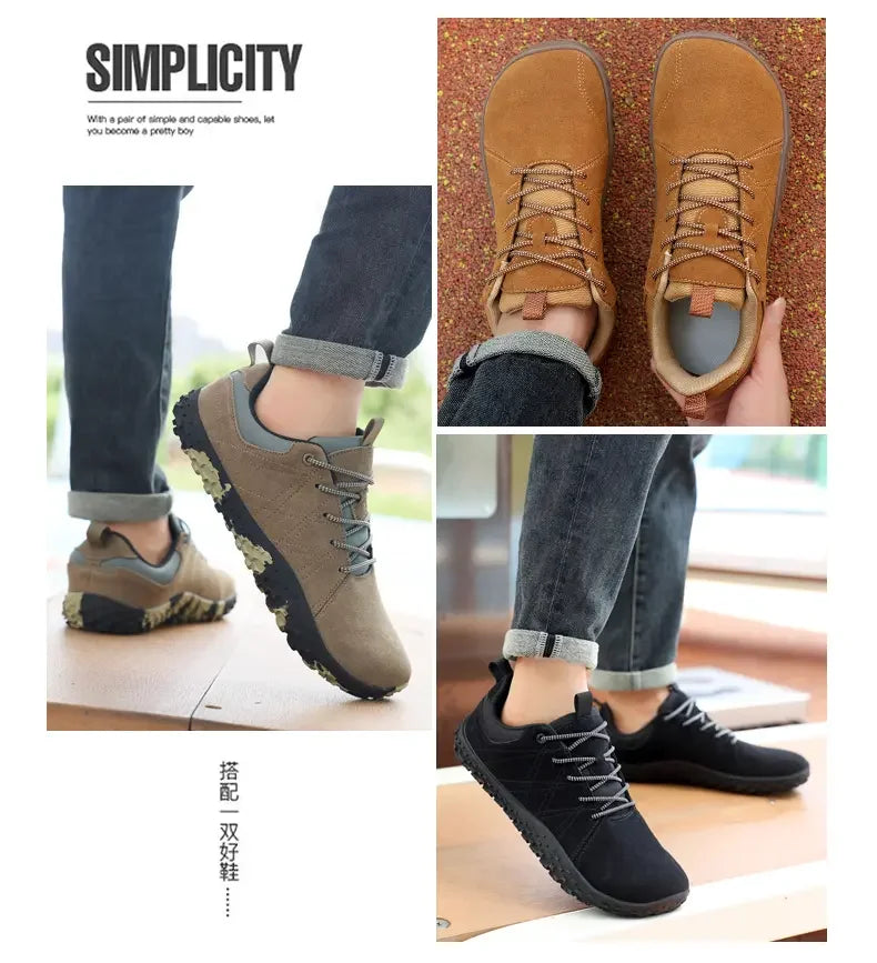 High Quality Leather Sports Shoes for Wide Feet | Anti-Slip Design
