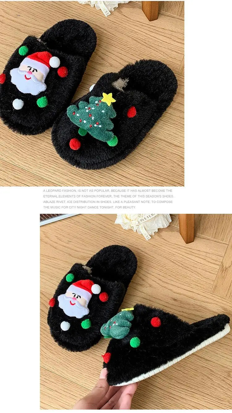 Christmas Kids Plush Slippers | Warm Cotton Indoor Shoes