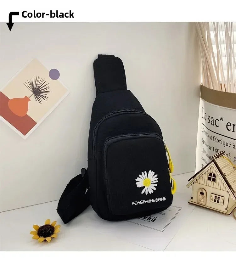 Stylish Embroidered Canvas Chest Bag | Women’s Daily Crossbody Bag