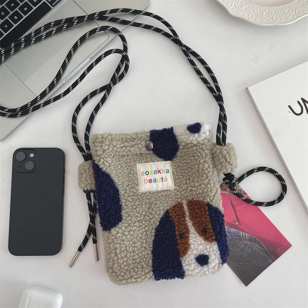 Cute Plush Dot Crossbody Bags for Women | Portable Shoulder Bag