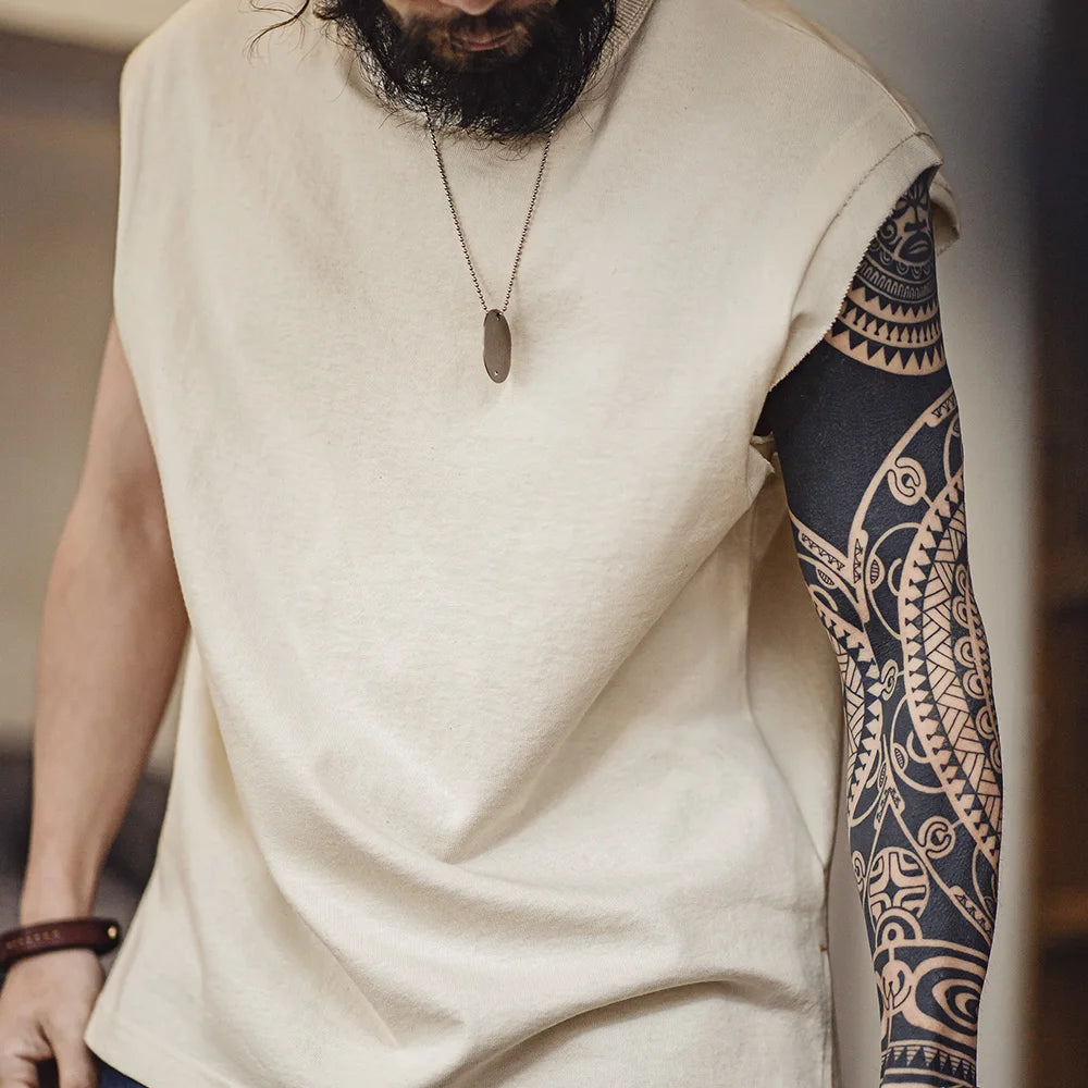 Men's Vintage Heavyweight Knitted Broad Shoulder Vest | Summer Tee