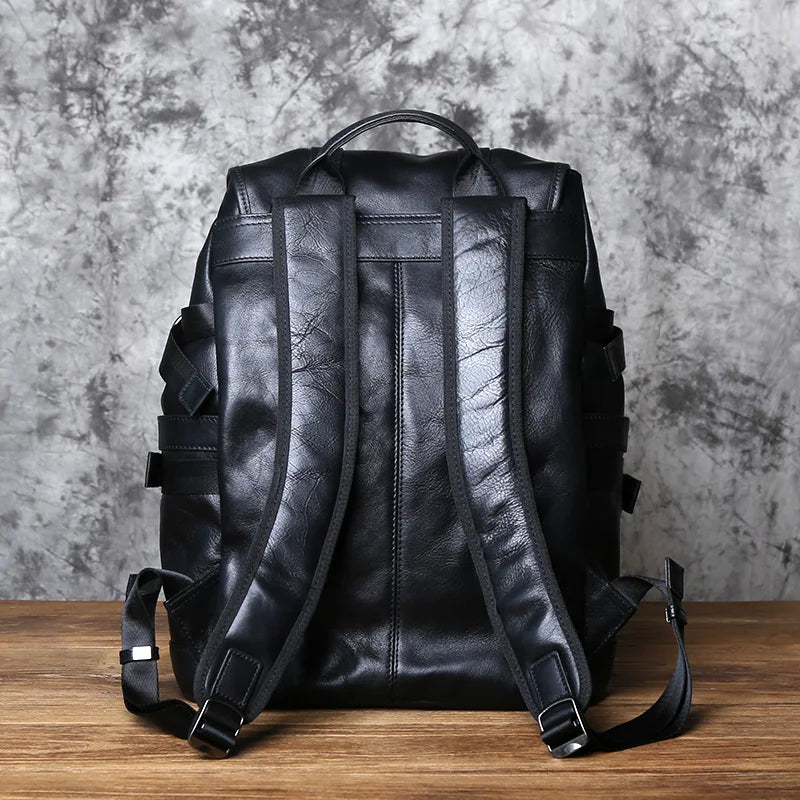 Mochila retro de cuero para hombre | Elegante bolso de viaje y escolar