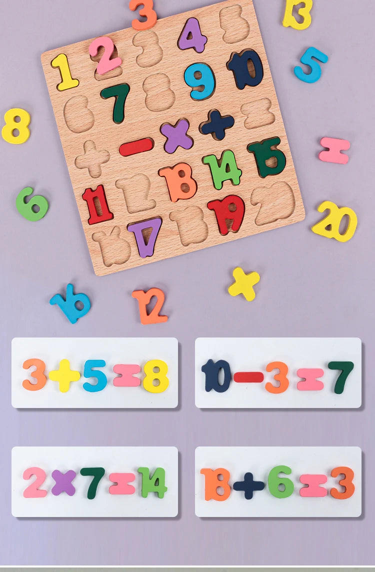 Kids Educational Geometric Shapes & Alphabet Wooden Puzzle