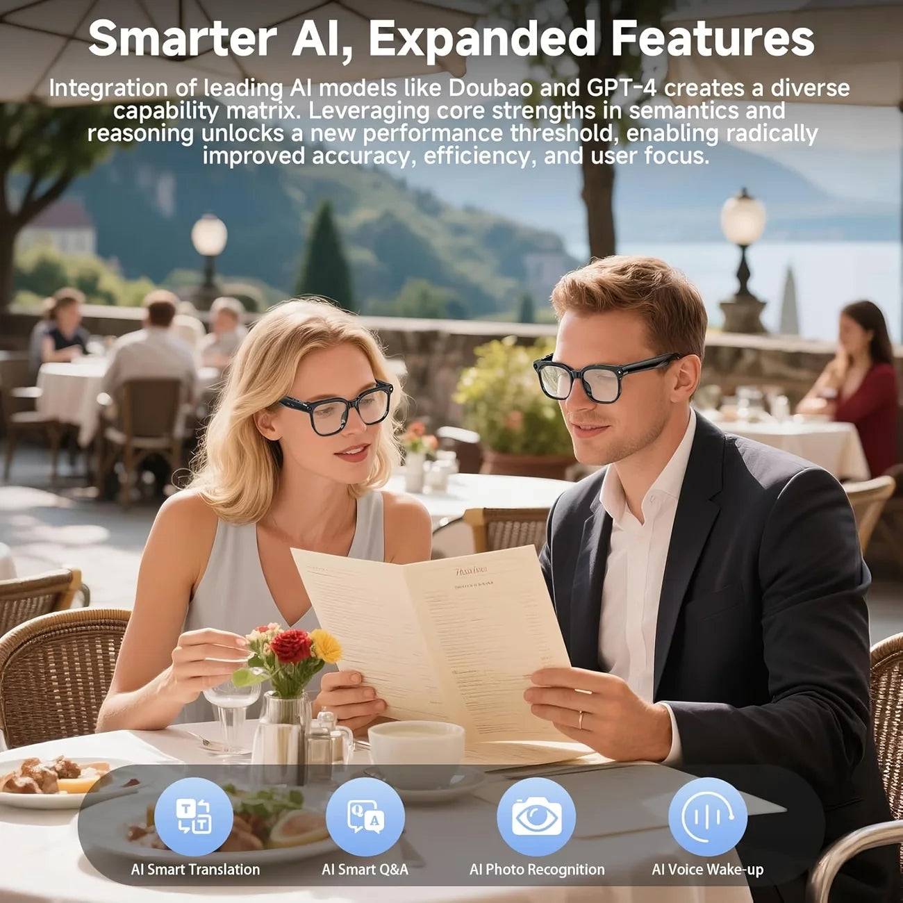 AI Smart Video Glasses with 8MP Camera & 4K HD Recording