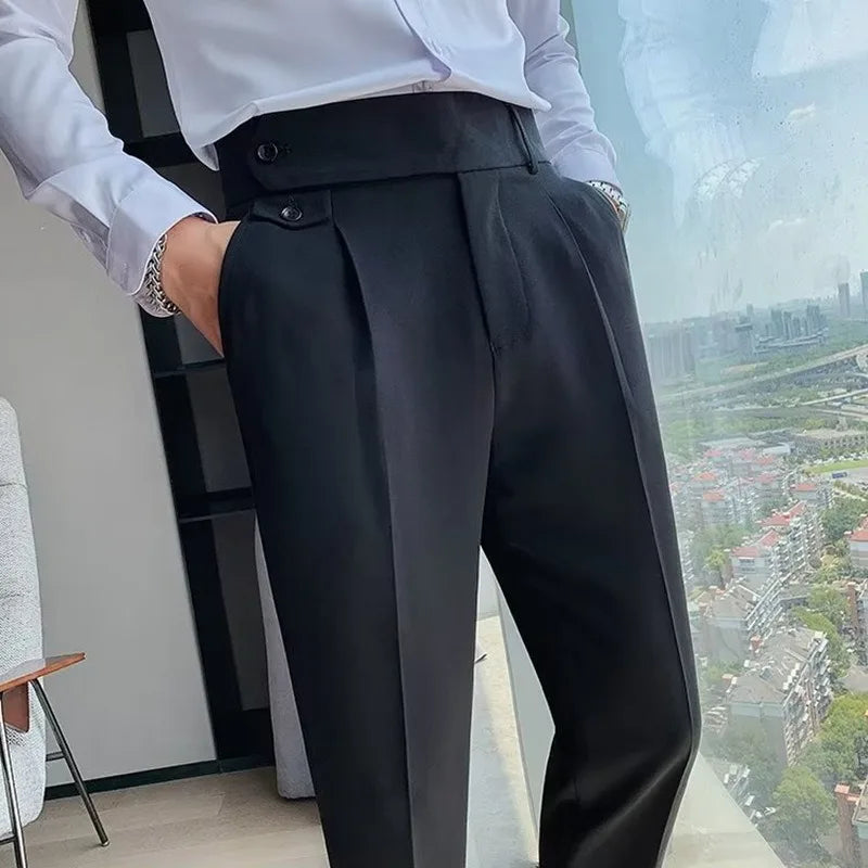 Men's High Waist Slim Fit Suit Pants | Smart Casual Fashion