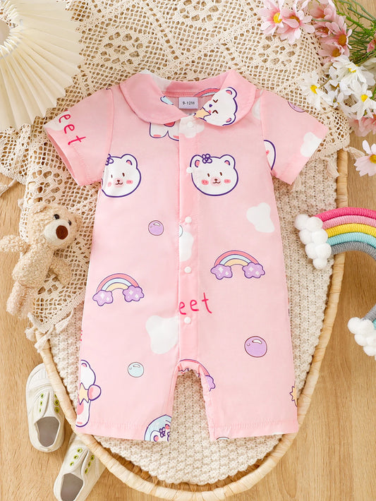 Baby Girl Short Sleeve Cotton Romper | Soft & Cute Daily Wear