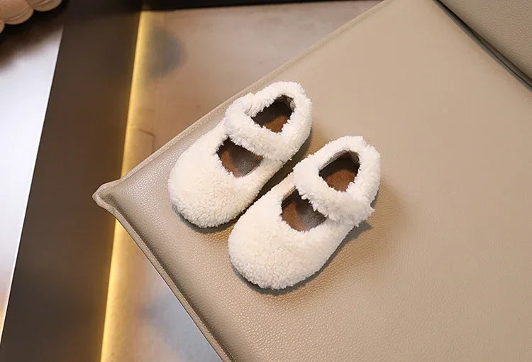 Cozy Velvet Mary Janes for Kids | Warm Plush Toe Winter Shoes