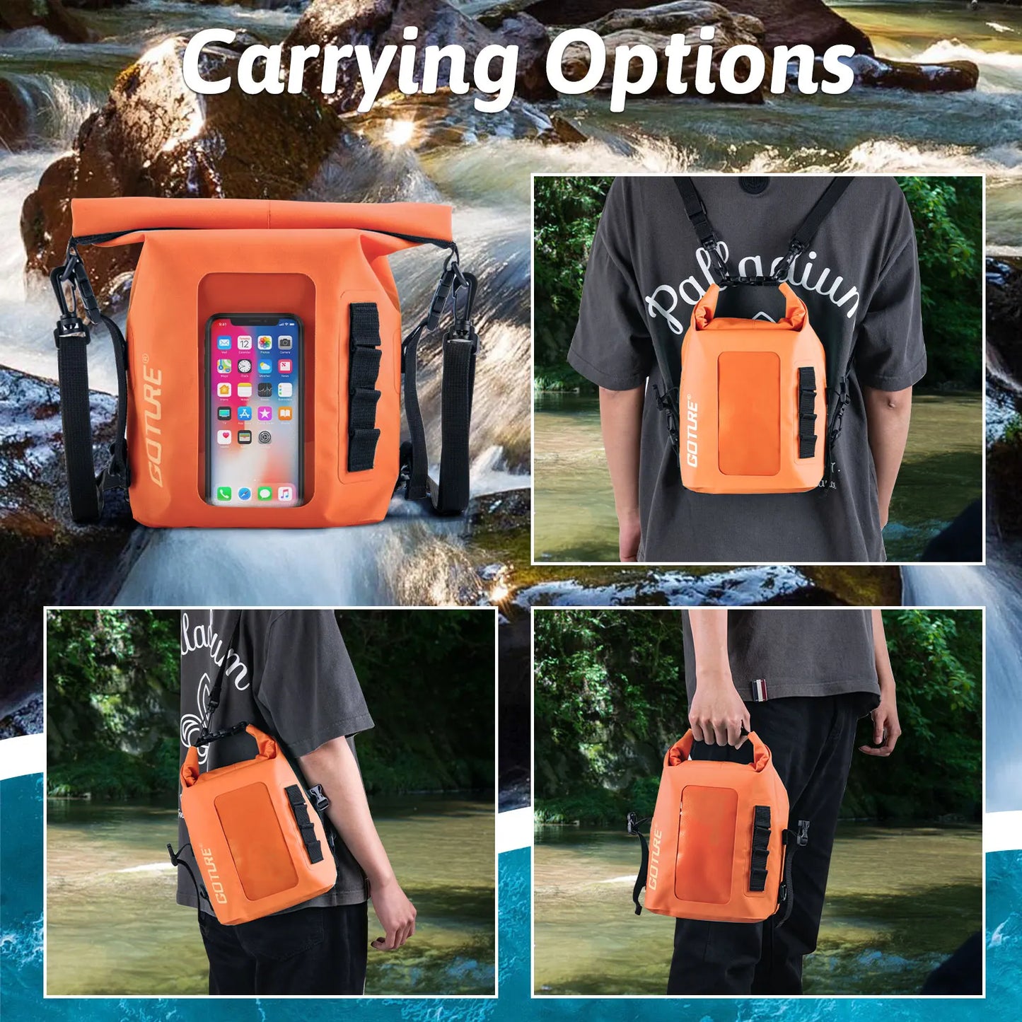 5L Waterproof Dry Bag with Touchscreen Window for Outdoor Fun