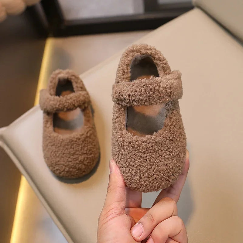 Cozy Velvet Mary Janes for Kids | Warm Plush Toe Winter Shoes