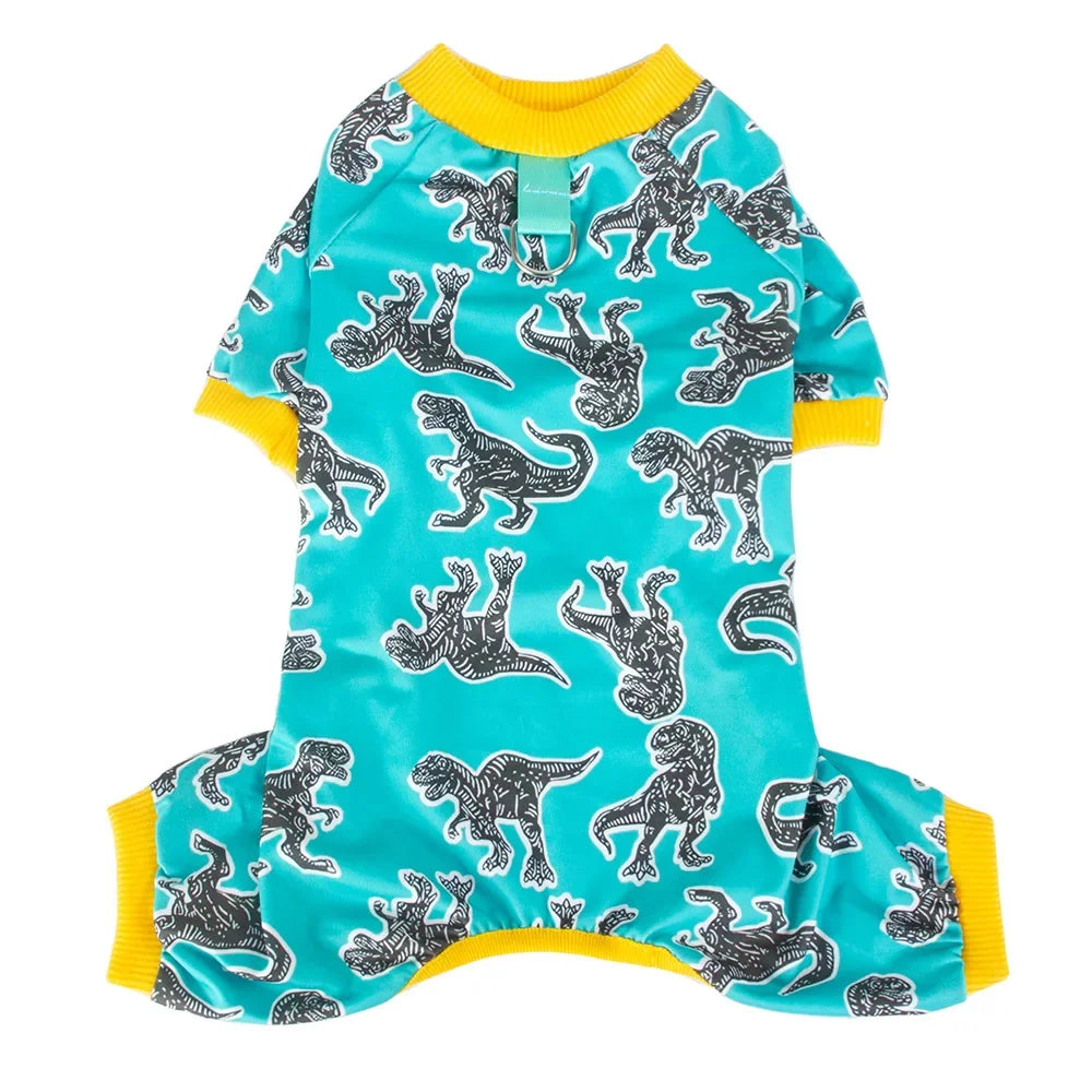 Soft Cotton Dog Pajamas for Small Dogs | Stretchable Dinosaur Design