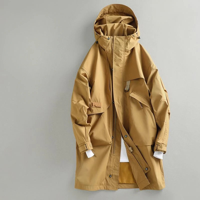 Men's Casual Hooded Windbreaker Jacket | Stylish Mid-Length Outerwear