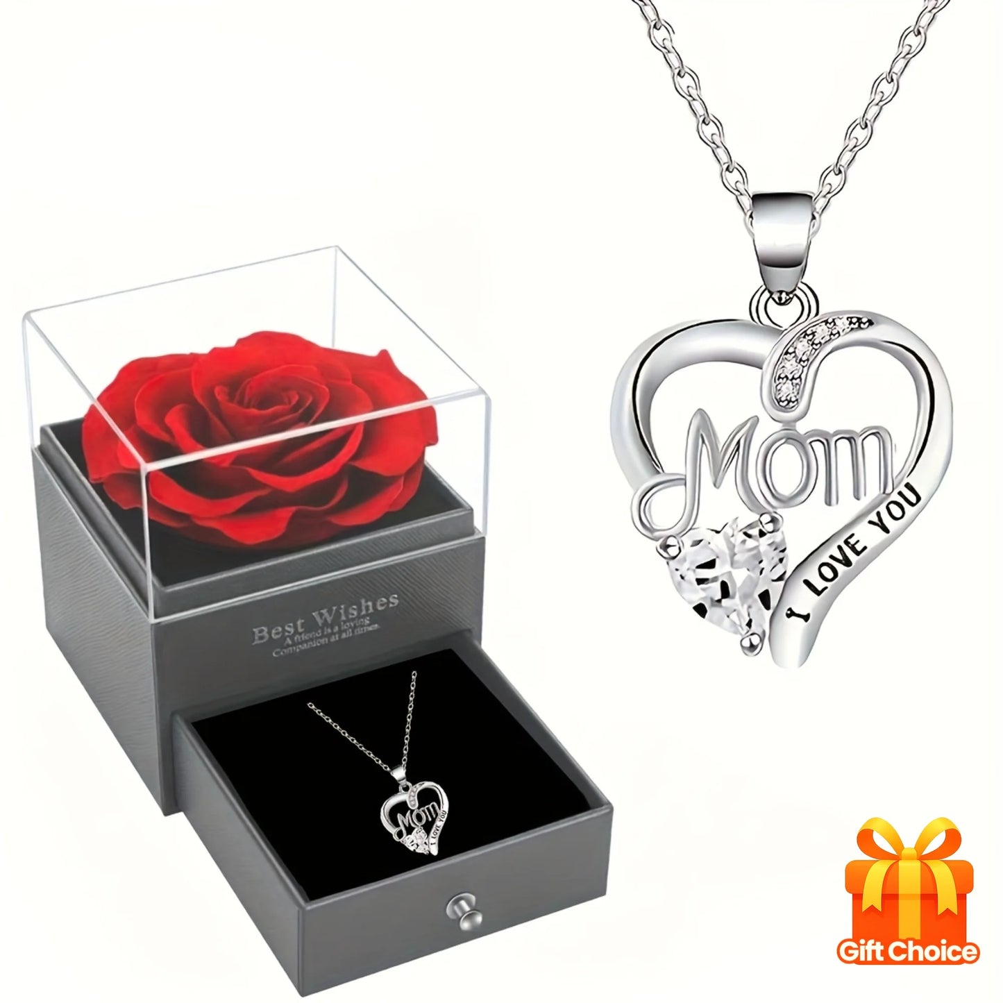 Rose Soap Gift Box with MOM Necklace | Perfect Gift for Mom