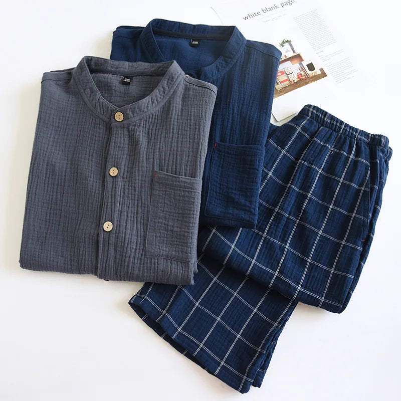 Couple's Japanese Style Cotton Sleepwear Set | Cozy Home Pajamas