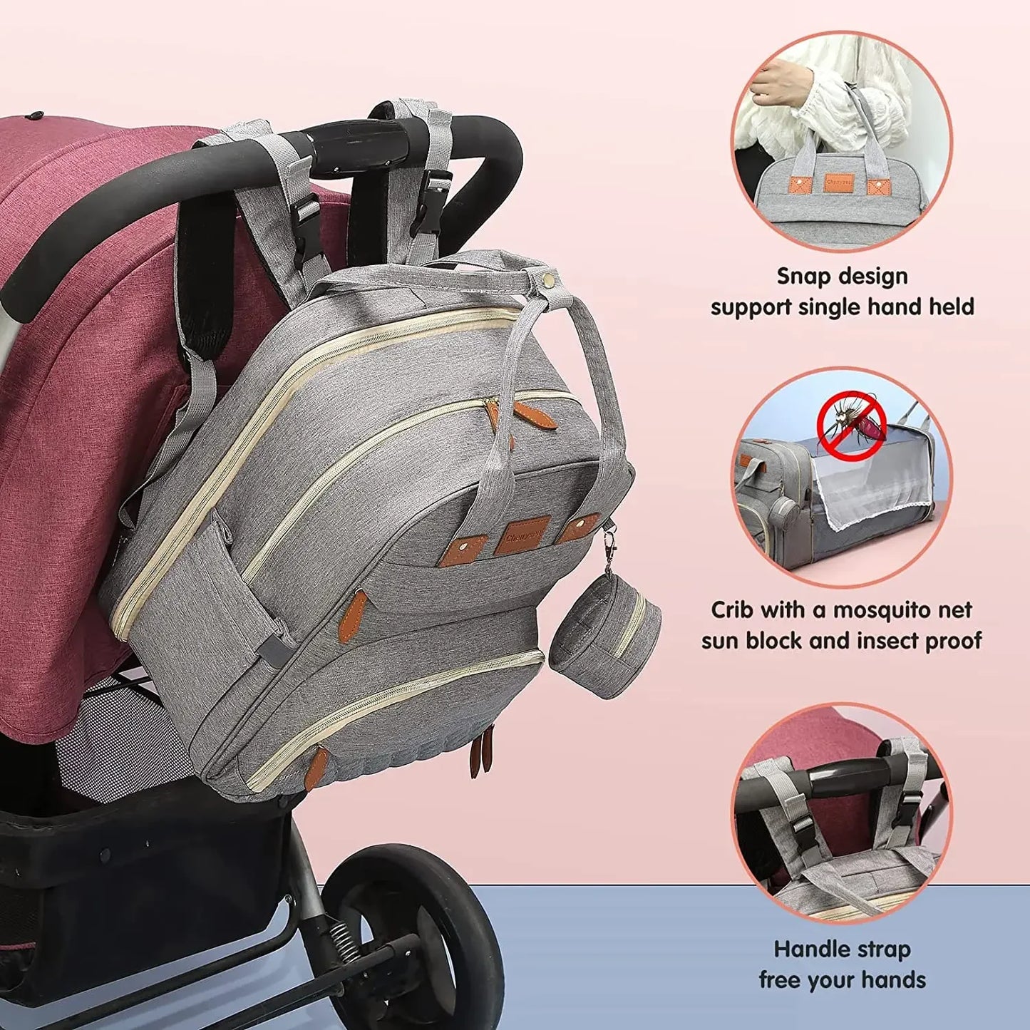 3 In 1 Diaper Bag Backpack | Waterproof & USB Charging