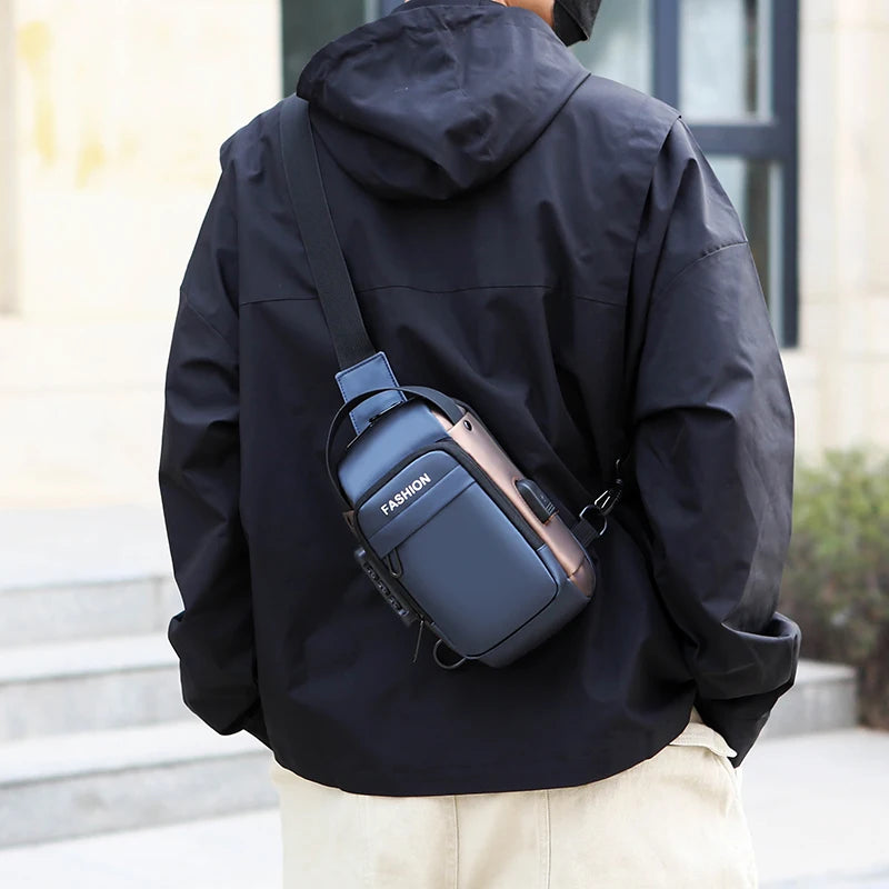 Men's Anti-Theft Sling Bag | USB Charging Crossbody Pack