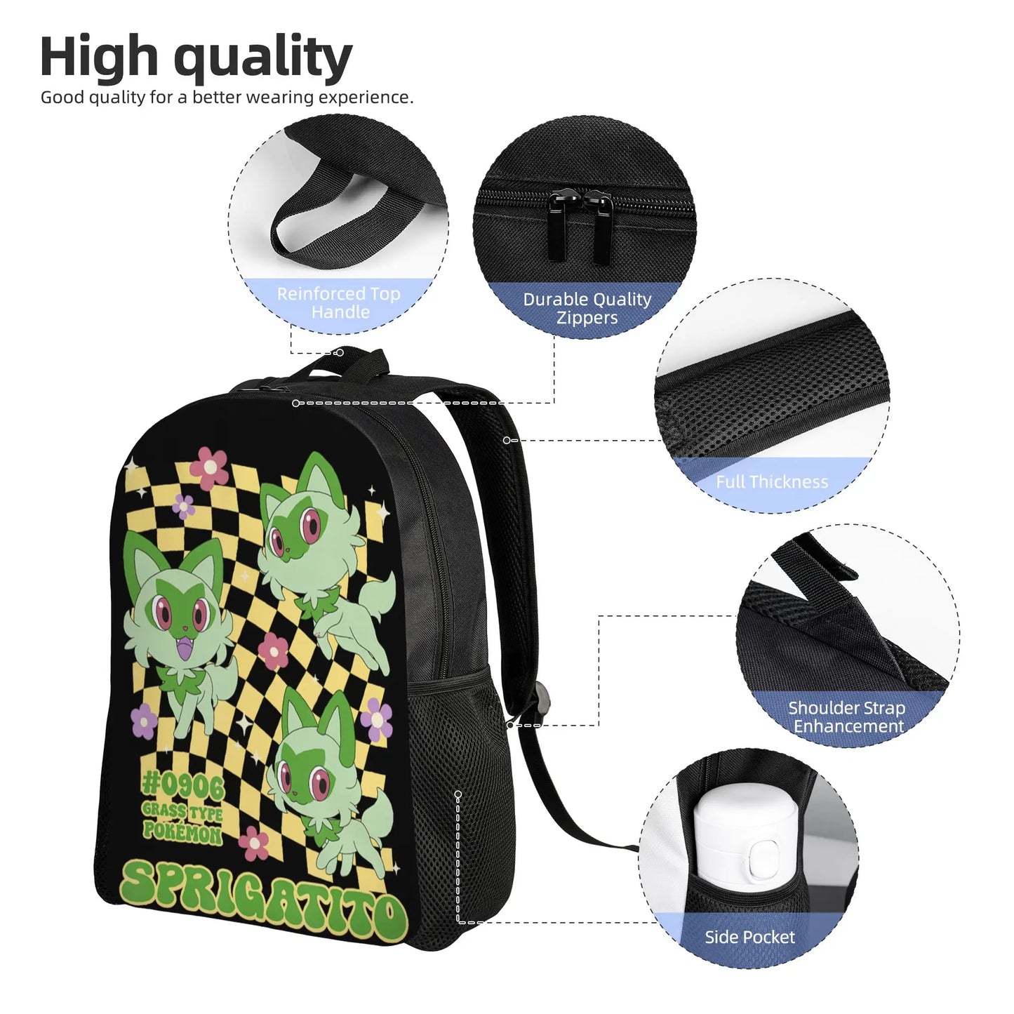 Retro Grass Type Pokemon Backpack | Large Capacity Daypack