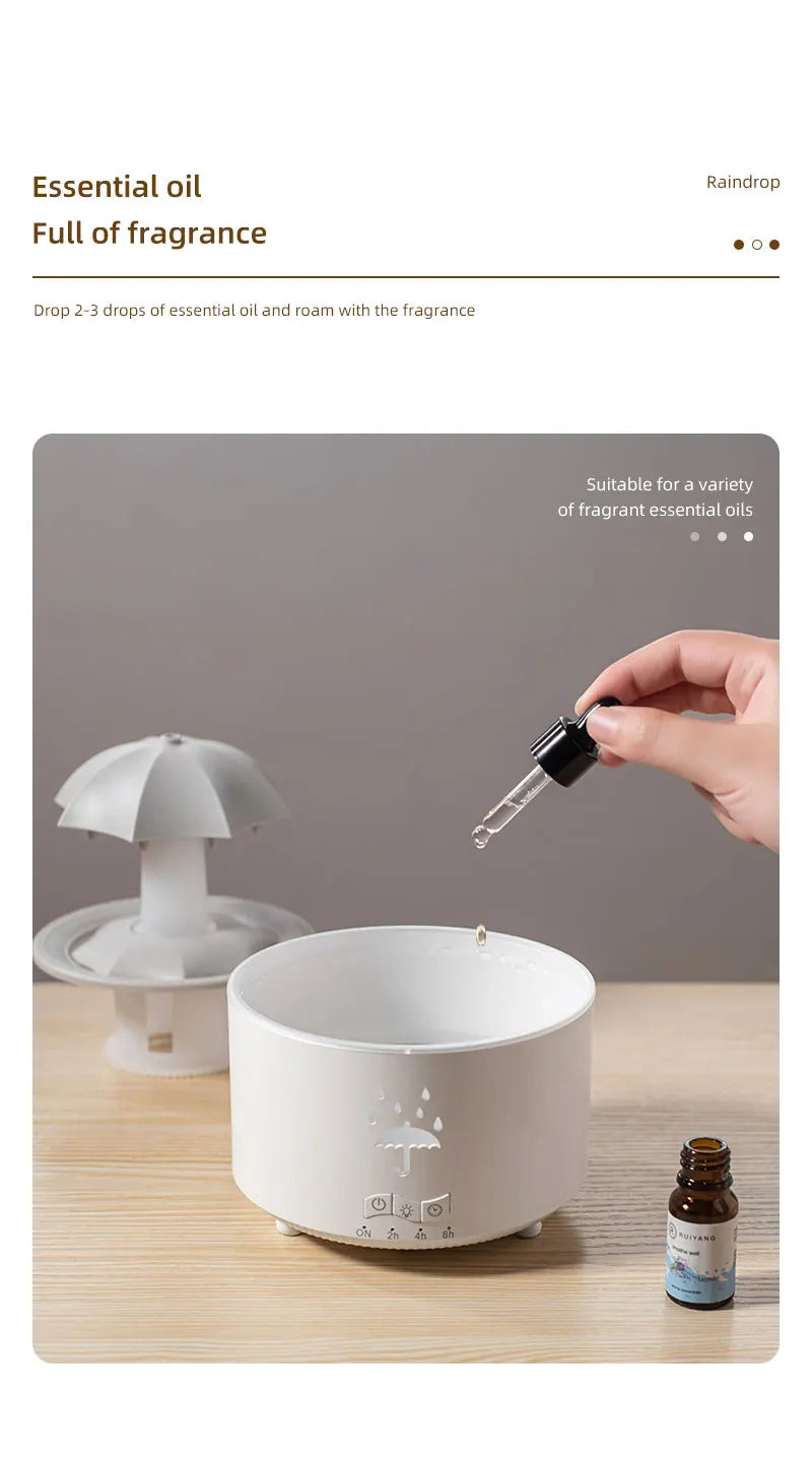 Cloud Rain Humidifier & Aroma Diffuser | Remote Control Night Light