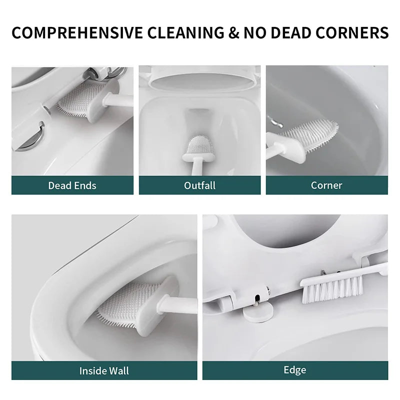 Wall Hanging Toilet Brush with Holder | Soft Bristles WC Cleaner